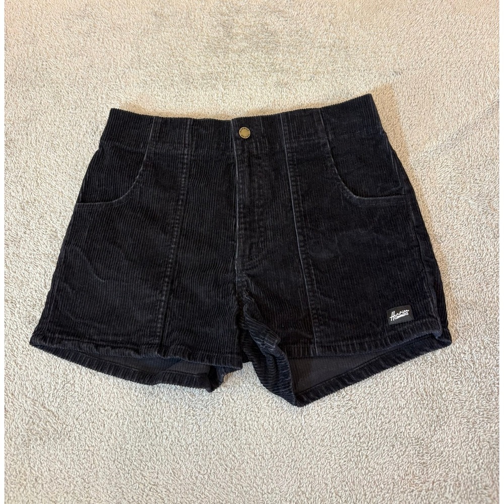 Hammies Original Black Corduroy Shorts Retro High Waisted Size 32 (31) 70s Surf
